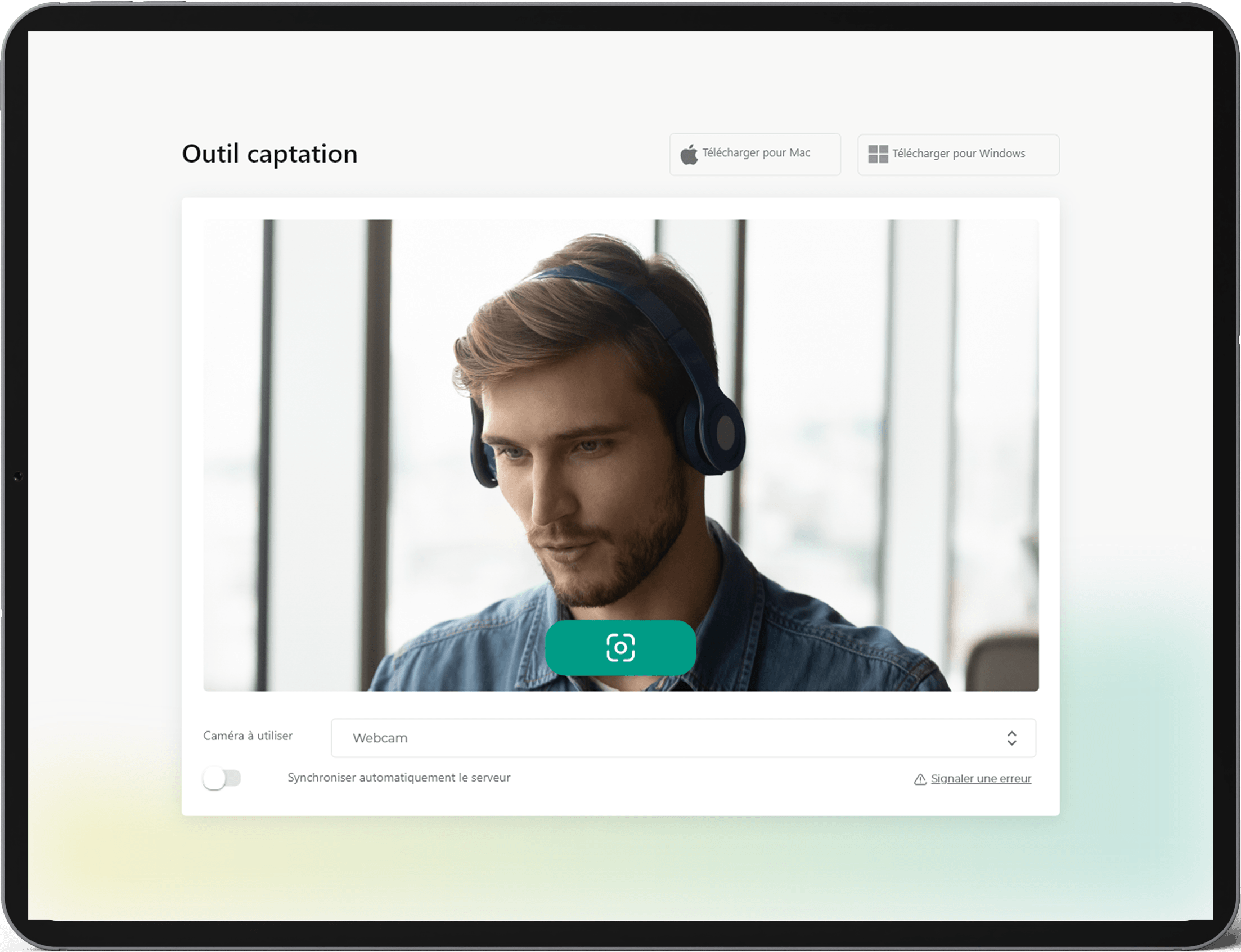Interface de la prise d'image dans EmoConnect